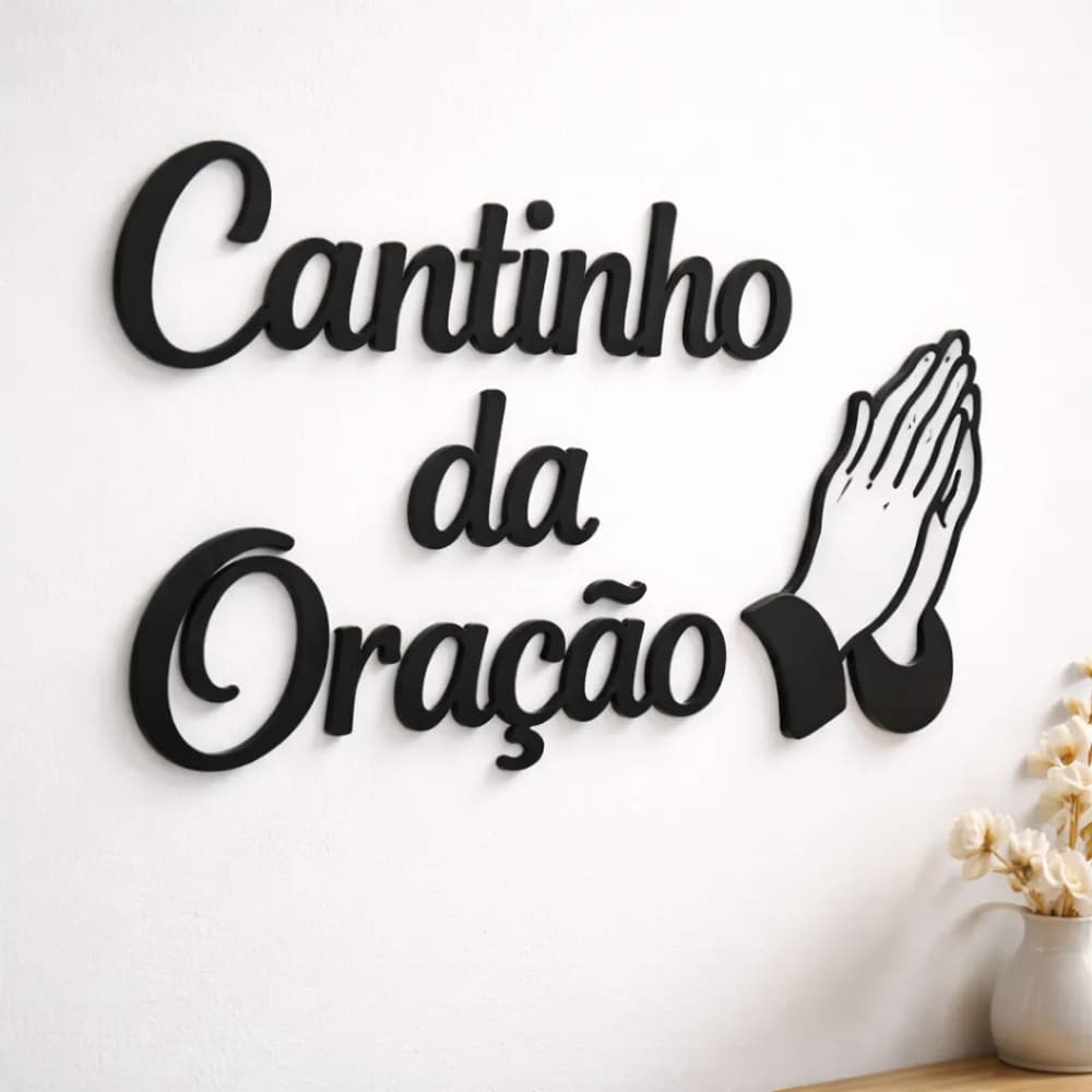 Aplique Decoração de Parede Cantinho da Oração Mdf quadro frase