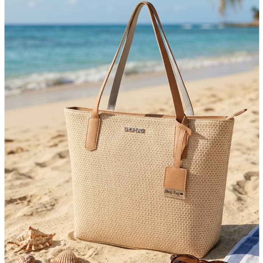 Bolsa de Praia e Viagem Palha Verão Grande Sofisticada Fashion Estilosa
