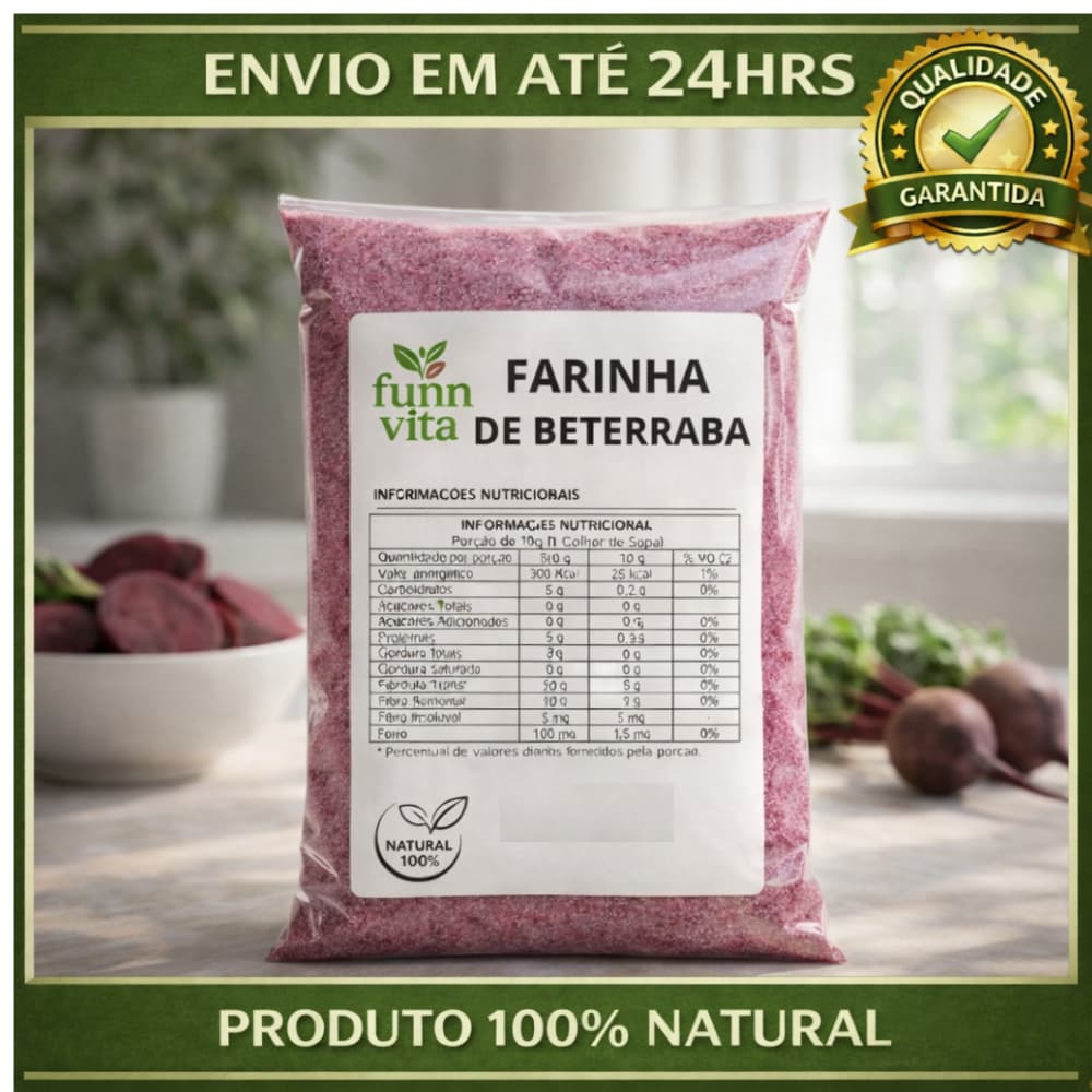 FARINHA DE BETERRABA EM PÓ 100% NATURAL LINHA PREMIUM - FUNN VITA
