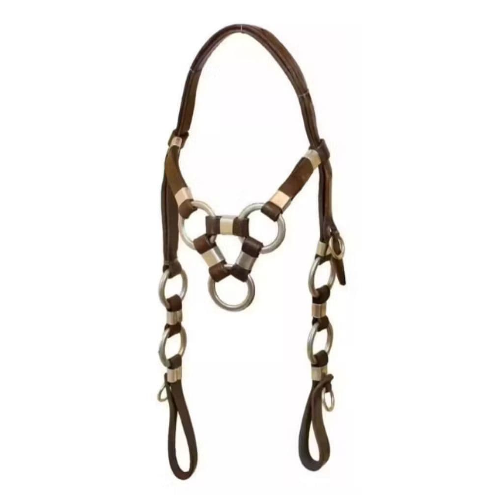 Cabeçada Couro Original Luxo Legítimo 3 Argolas Testeira Oferta Inox Para Cavalo Envio Imediato