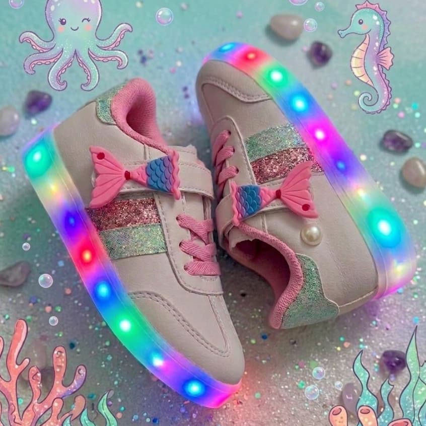 Tenis Infantil de Led Menina Escola Passeios Sapatenis de Led Delicado Confortável Estiloso Kids