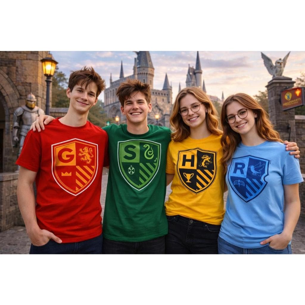 Camisetas Hogwarts Casas Harry Potter Gryffindor Slytherin Hufflepuff Ravenclaw