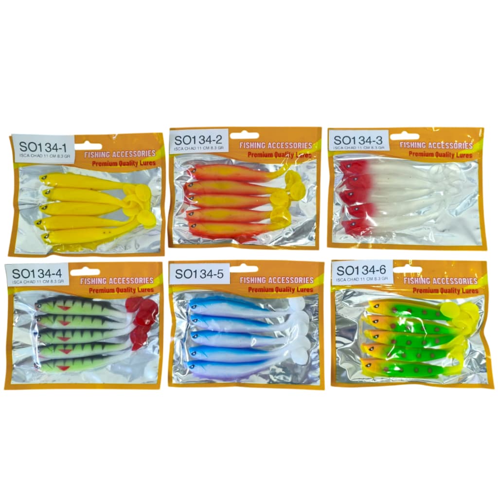 KIT COM 05 ISCAS DE SILICONE PEIXE 11 CM 8.3 GRAMAS