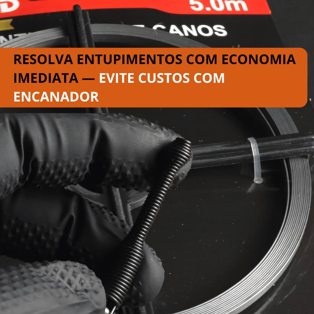 Desentupidor de Canos – 5 Metros – Manual e Reutilizável Pias Ralos Em Geral - Golfield