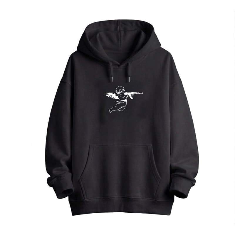 Casaco moleton canguru com bolso e capuz unissex blusa de frio flanelado e quentinho Ak-47