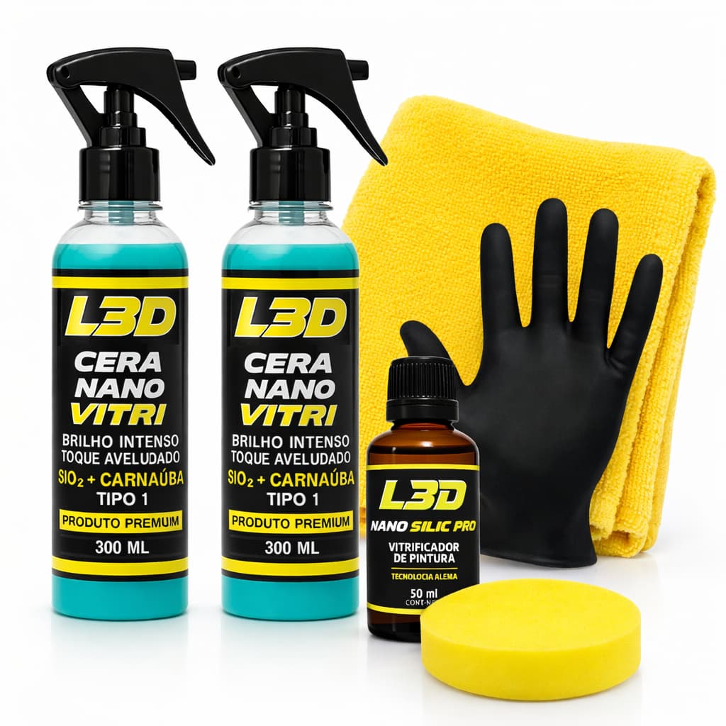 Kit 2 Ceras Cristalizadoras 300ml + Vitrificador - Acabamento Profissional