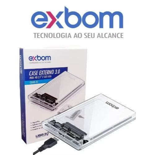 Case Externo USB transparente para HD 2.5 SATA Exbom