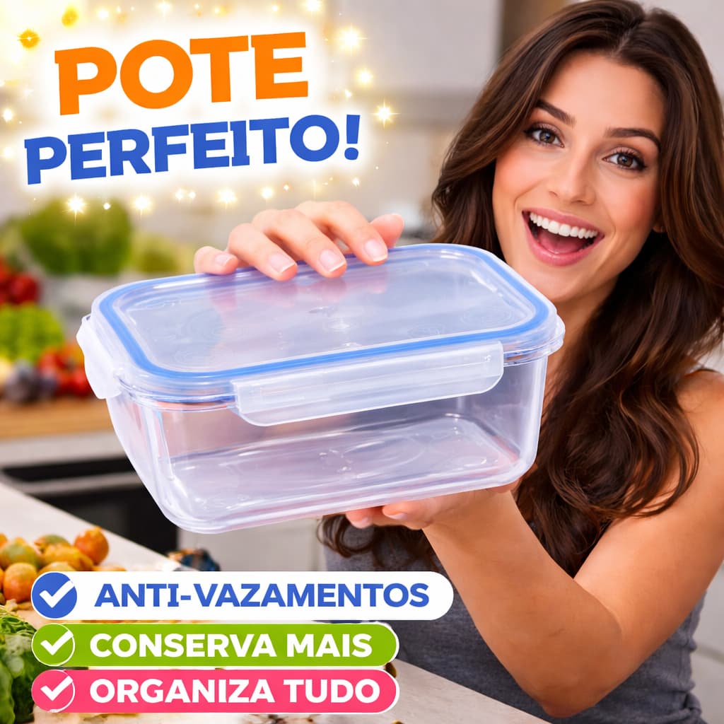 Pote Hermético Vidro 640ml | Kit 1 a 5 Unidades | Vedação Segura Armazenamento Marmita Vidro