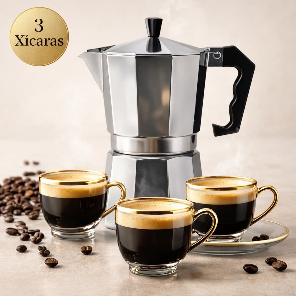 Cafeteira Italiana Inox 3 Xícaras Café Tipo Expresso com Praticidade e Sabor Intenso Batata Prática Portátil