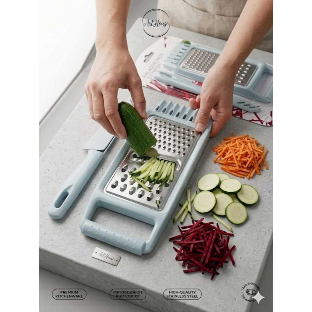 Ralador Inox 3 em 1 com Faca | Agilidade, praticidade e eficiência na Cozinha | Moderno e Bonito