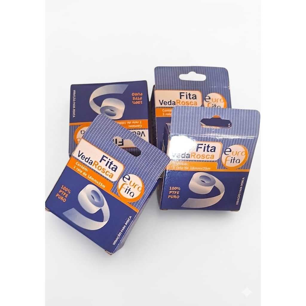 Fita Veda Rosca 18mm x 25m Euro Fita 100% PTFE Puro Profissional Atacado Hidráulico