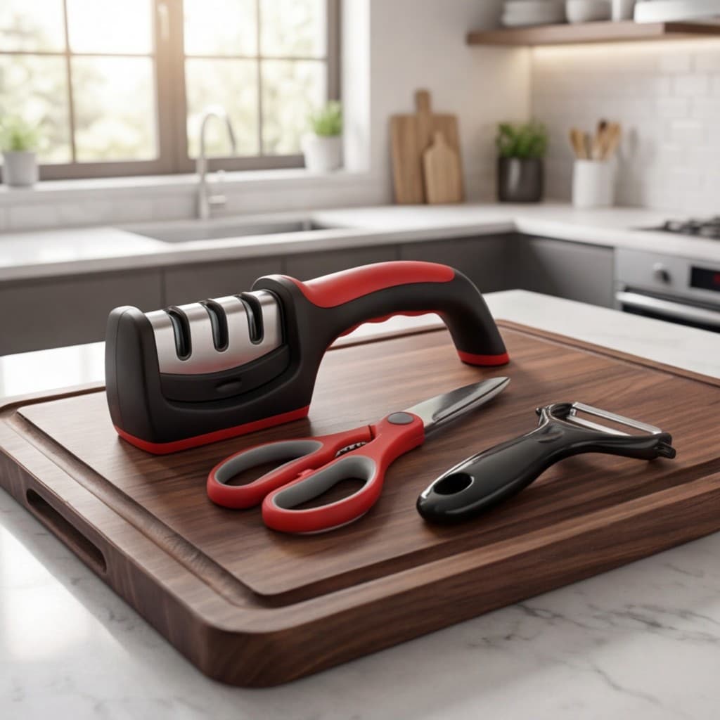 Afiador De Facas - Kit Utensílios de Cozinha 3 em 1 Profissional