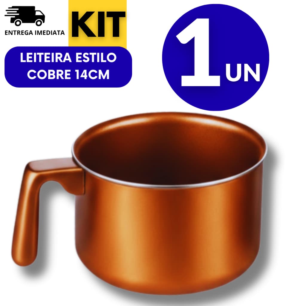 Leiteira Antiaderente Estilo Cobre Canecão Ferver 14Cm Resistente e Prático Multiuso Utilidades