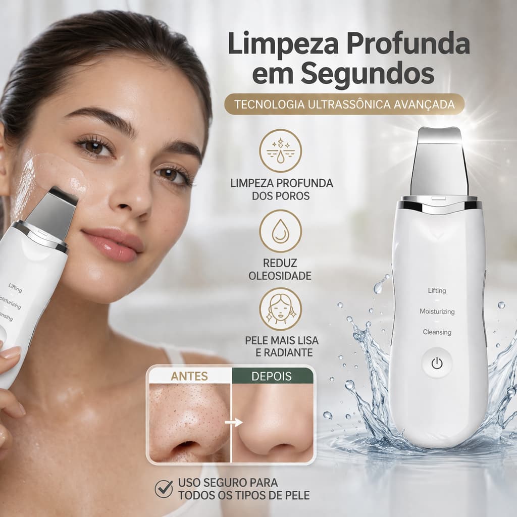 Aparelho Removedor de Cravos Ultrassônico Peeling Facial Profissional Limpeza de Pele Profunda Antirrugas Espátula
