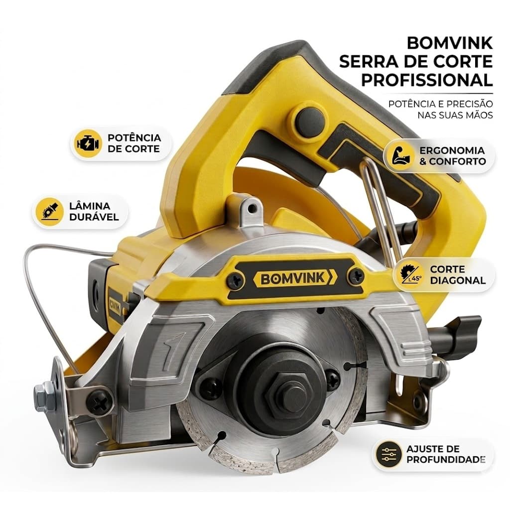 Serra Mármore Bomvink 1200W 110V BOM-9549 COM CORTE DIAGONAL