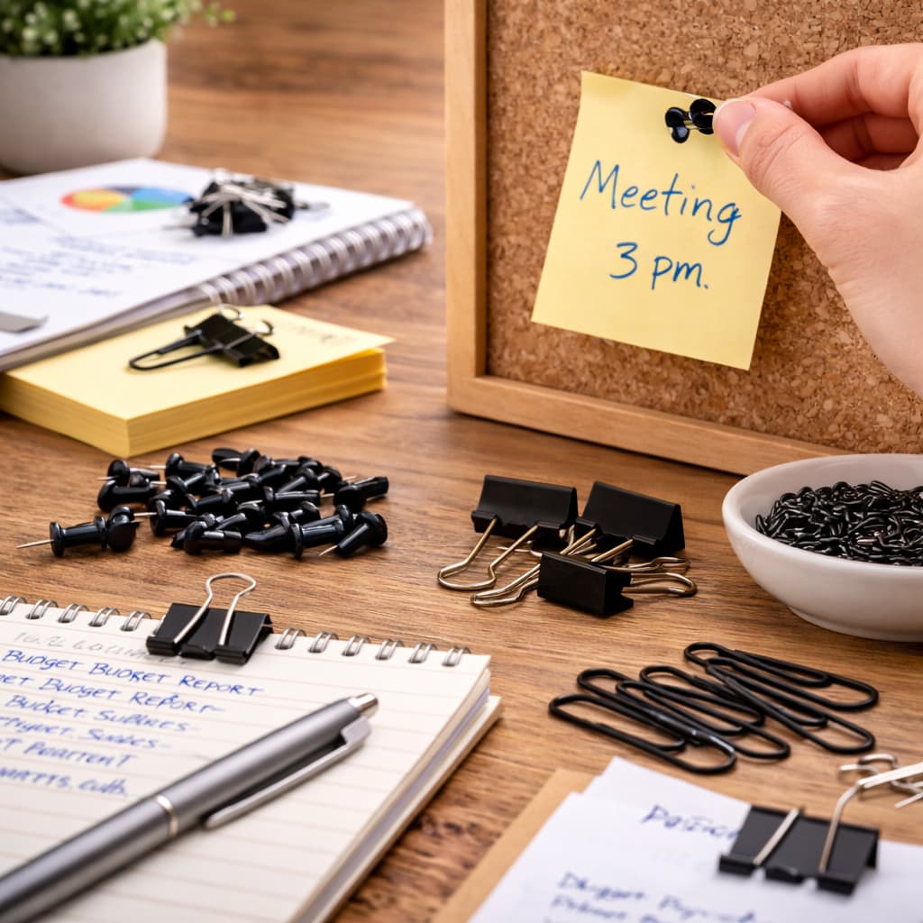 Kit Escritório 42 Peças com Clips, Alfinetes e Prendedores Win Paper