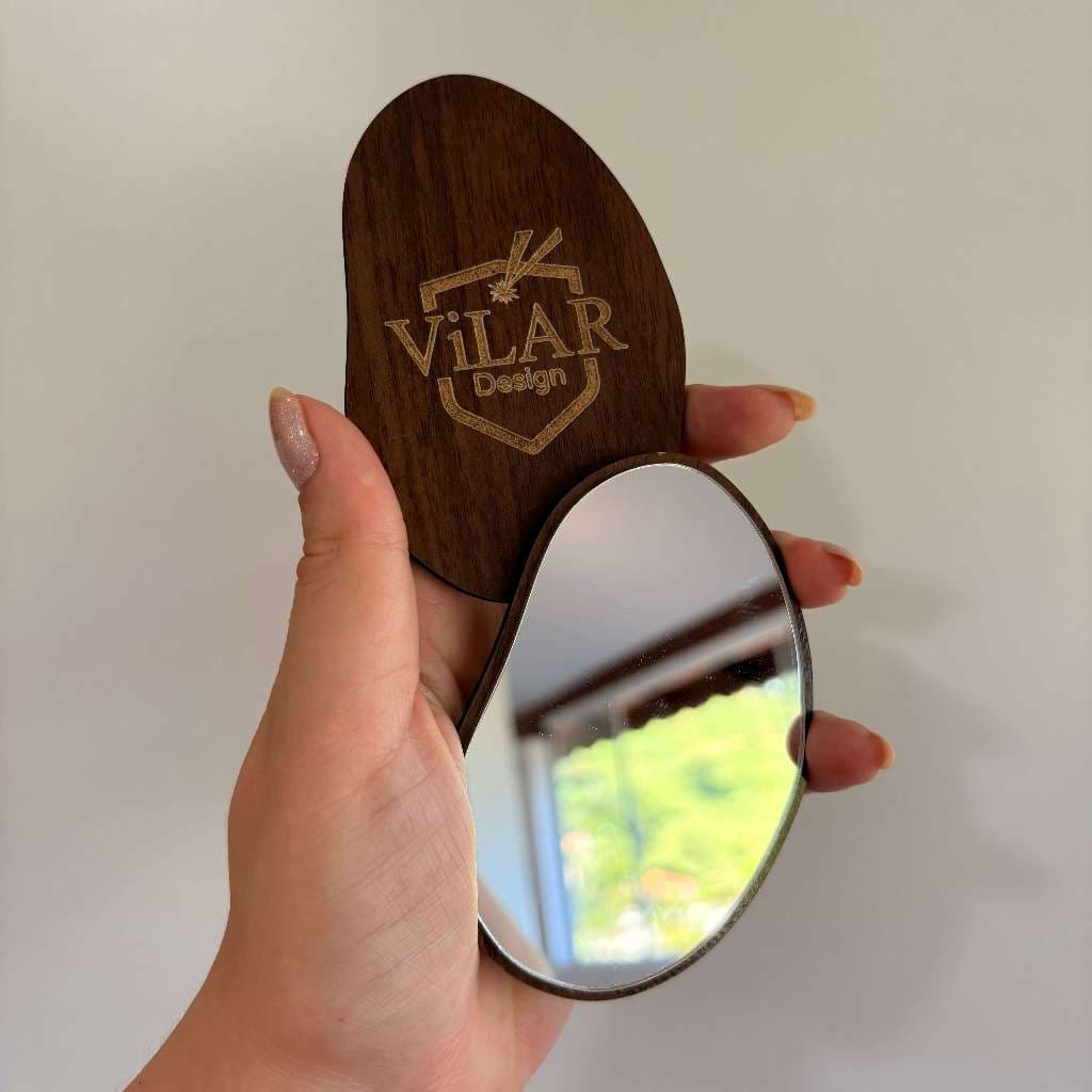 Mini espelho personalizado MDF e acrilico com logo brinde presente kit com 10 formato orgânico
