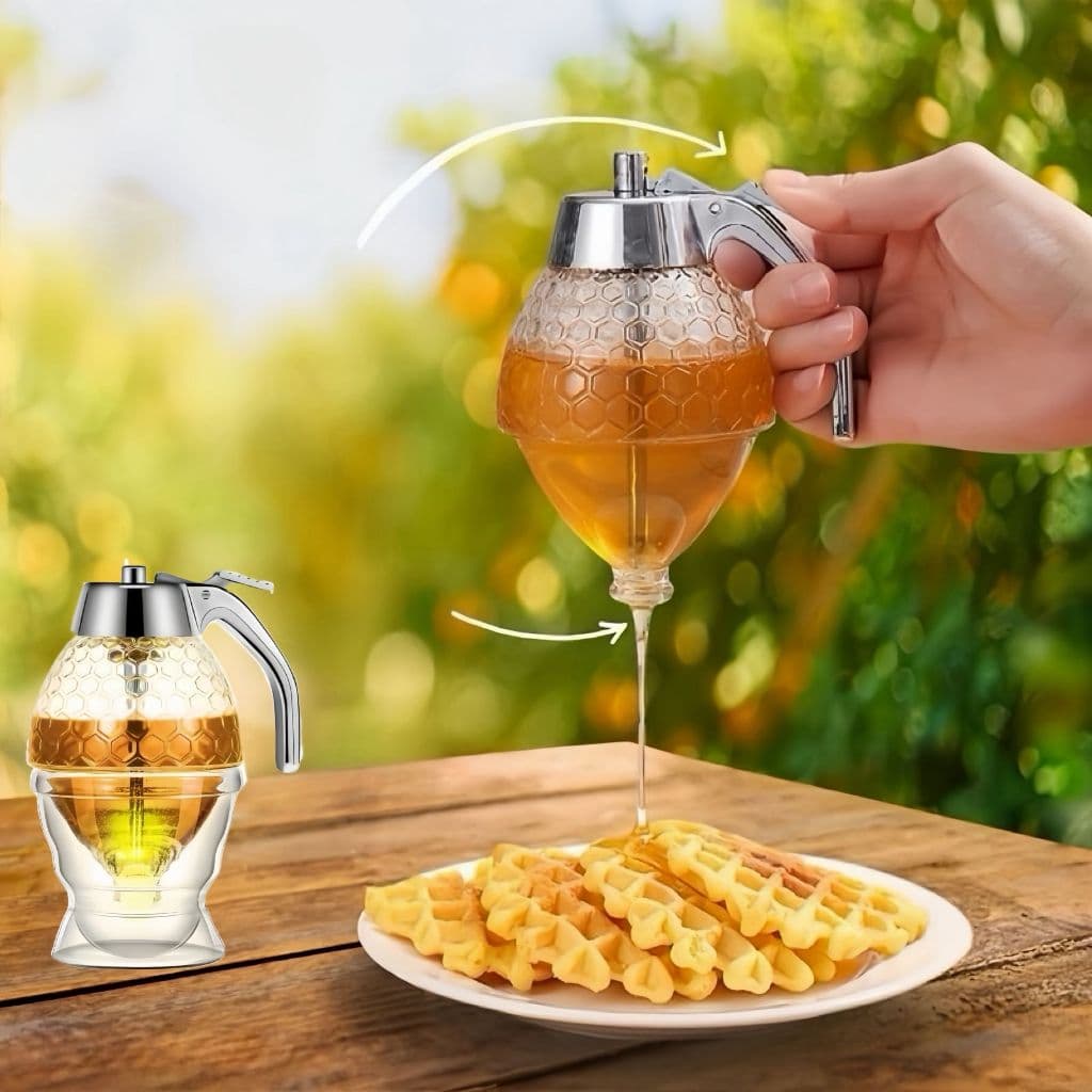 Meleira Honey Dispenser Acrílico 200ml Porta Mel Com Dosador Colmeia Sem Gotejamento Mesa Posta