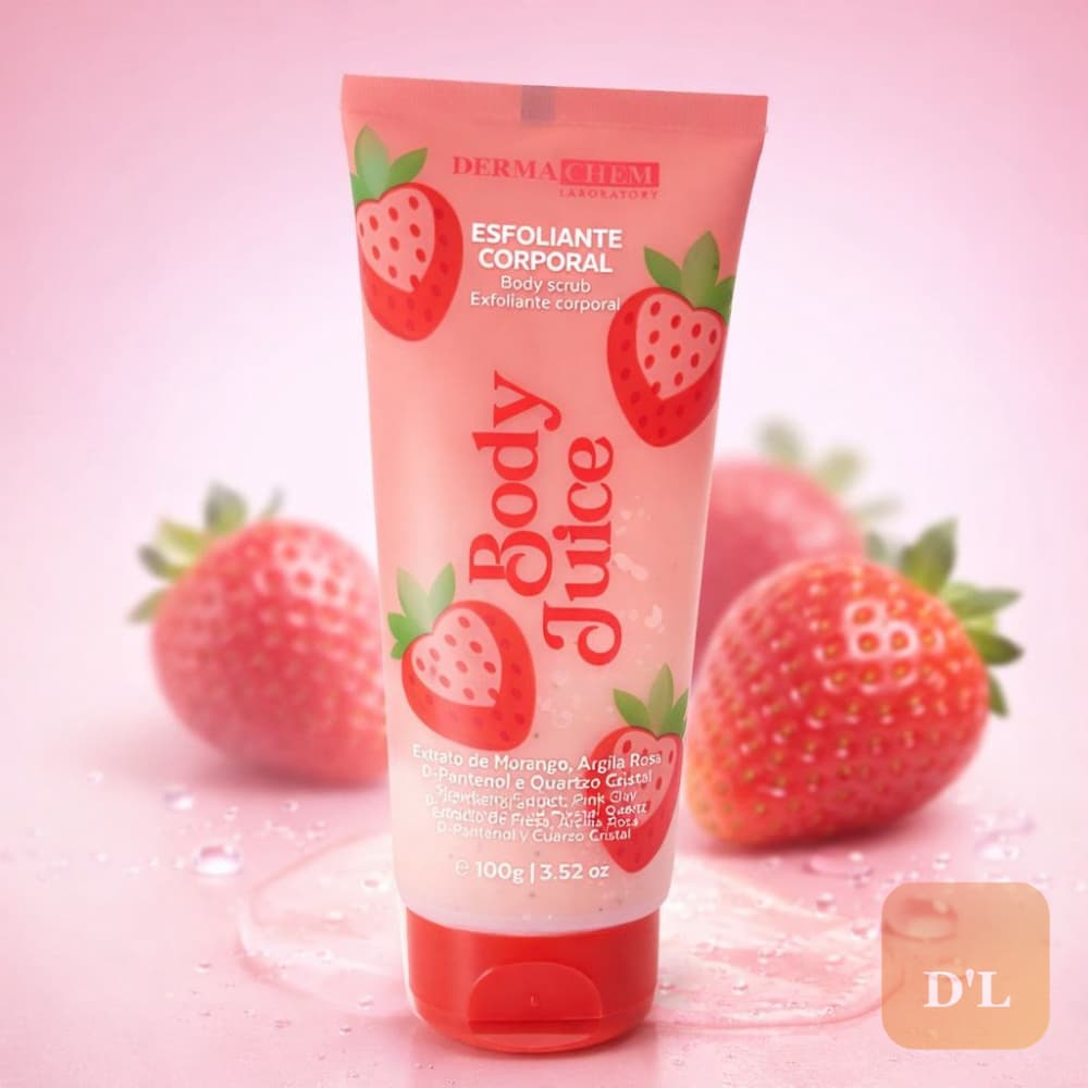 Sabonete Esfoliante Corporal Morango Dermachem Body Juice Pele Lisa e Cheirosa