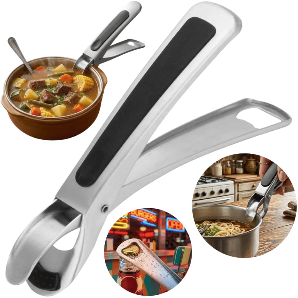 Pegador Inox Rígido para Panela Travessa Pratos Quentes Segurar Firme Segurança Cozinha Multiuso