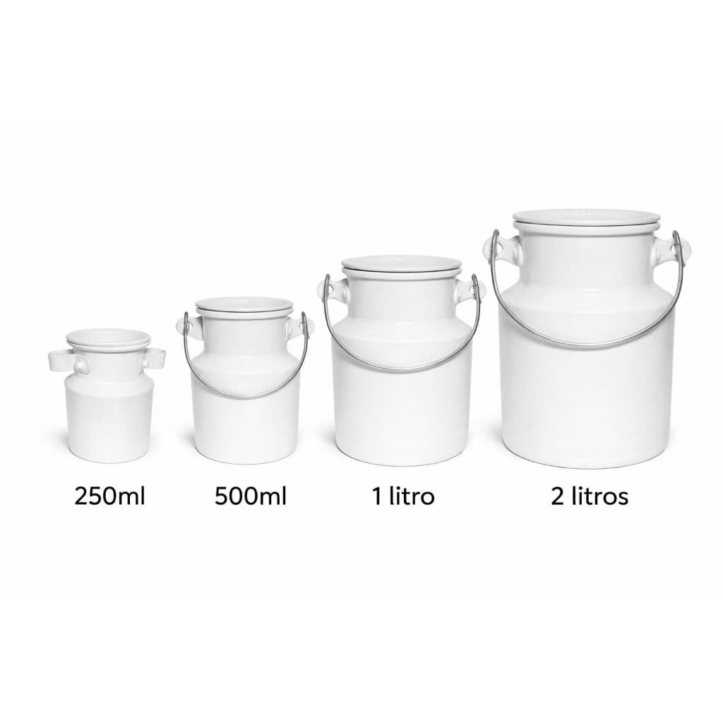 KIT COM 4 LEITEIRAS EM ALUMINIO - 250 ML, 500 ML, 1 LITRO E 2 LITROS.