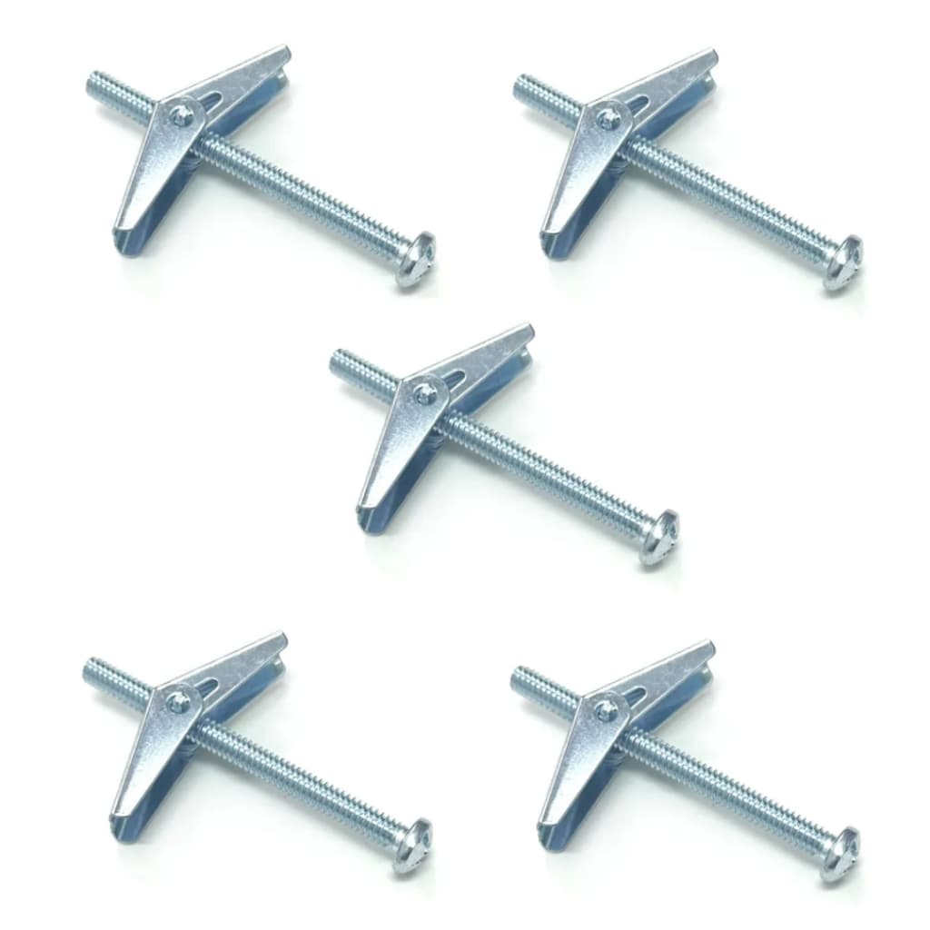 Kit 5 Parafusos Borboleta M6 70mm Expansão Drywall Gesso Alta Resistência