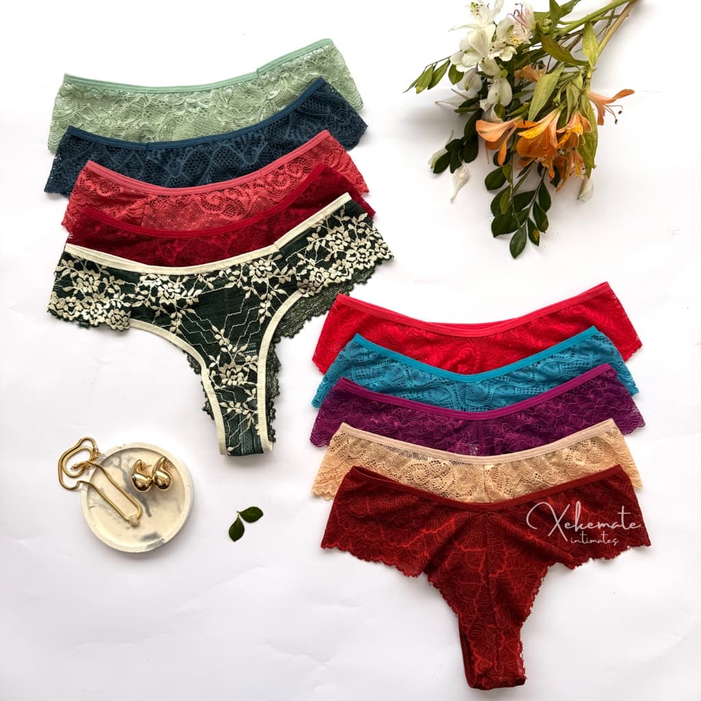 Kit Calcinhas em Renda Fio Dental Empina Bumbum Moda Feminina