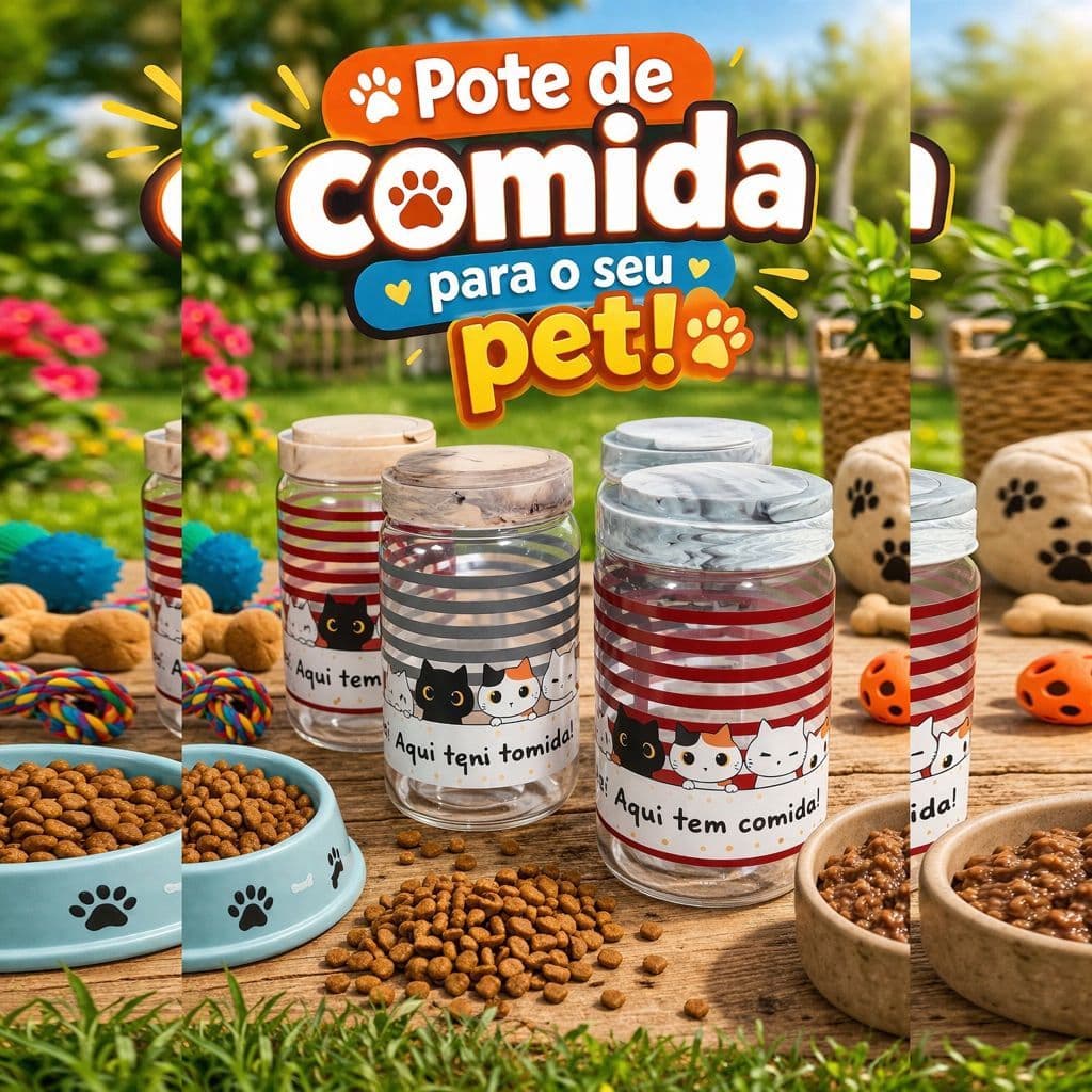 Comedouro Pote Ração 1,9Litros PETS PREMIUM GATO E CACHORRO