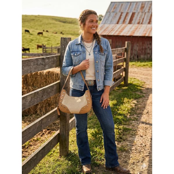 Bolsa Feminina Baguete Western Estampa Vaca Com Ilhós Luxo Texas Ana Castela Rodeio Envio Imediato