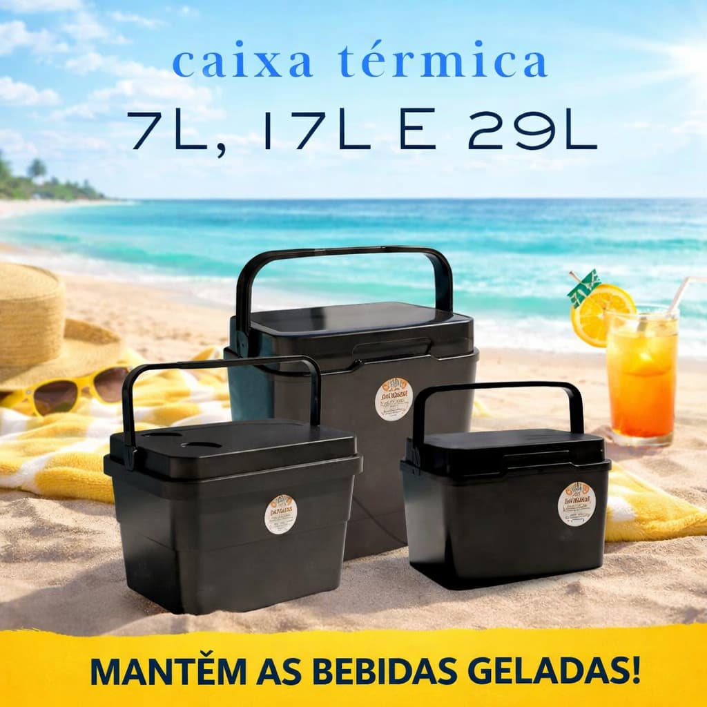 Caixa Térmica 7L 17L 29L Cooler Térmico Resistente Bebidas Geladas