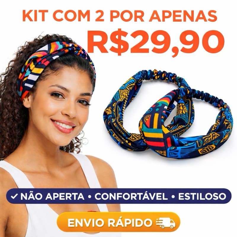 Kit turbante /tiara com estampa africanas