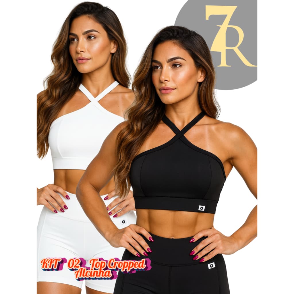 Kit 02 Top Cropped Feminino Alça Cruzada Fitness Suplex Power Zero Transparência Para Academia