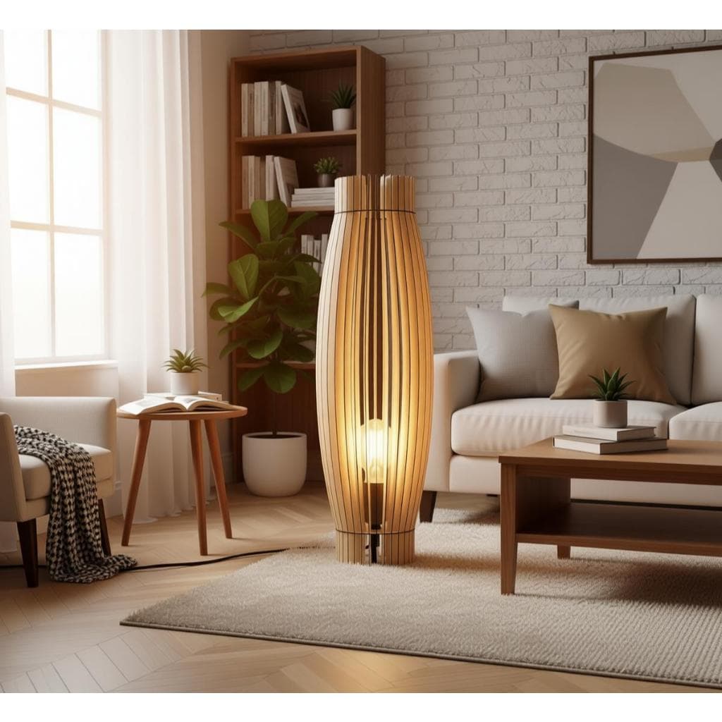 Abajur Grande de Chão MDF Luminária -