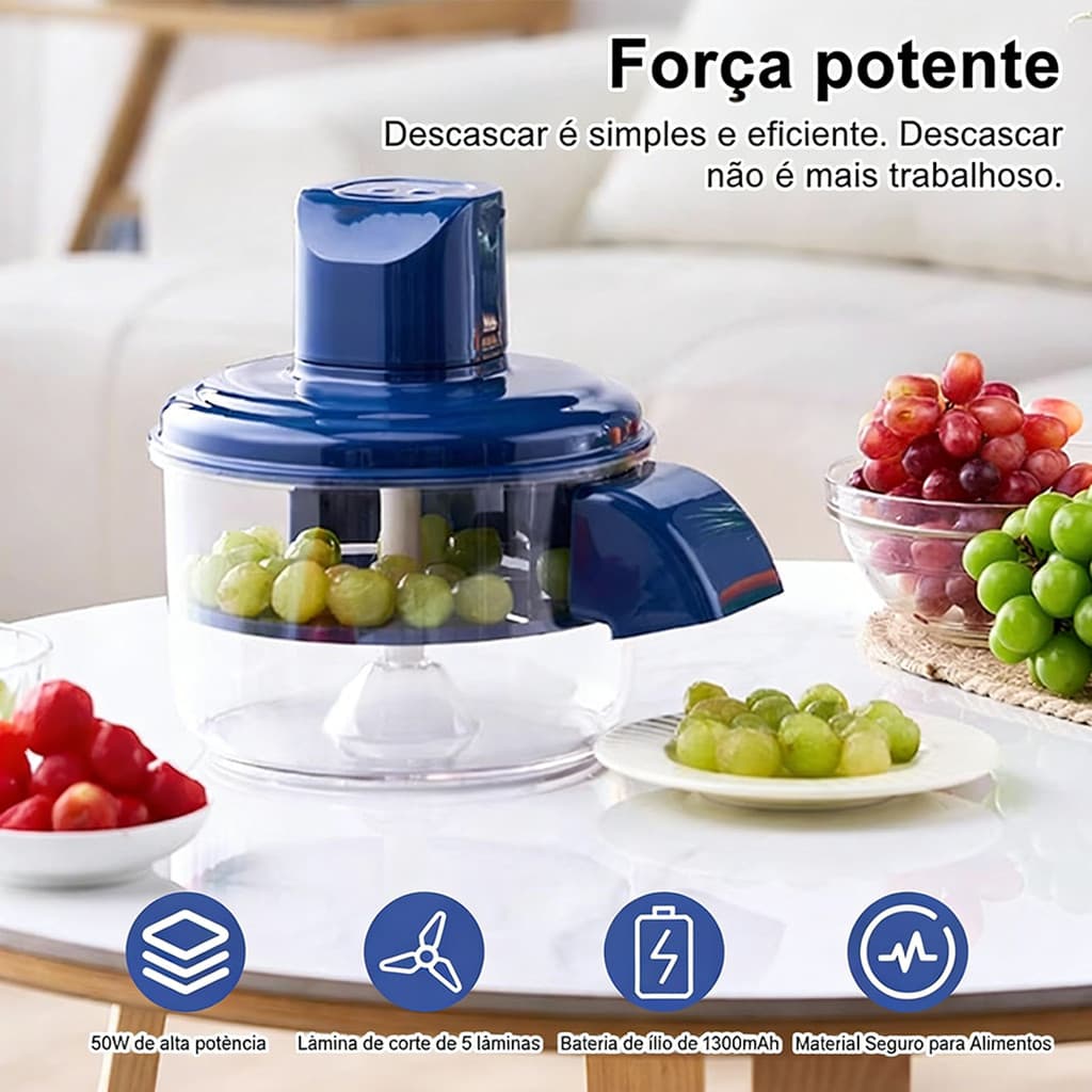 Descascador Elétrico Automatico Portátil 127/220V Cozinha Descascar Alho Uvas Frutas Tomate Legumes
