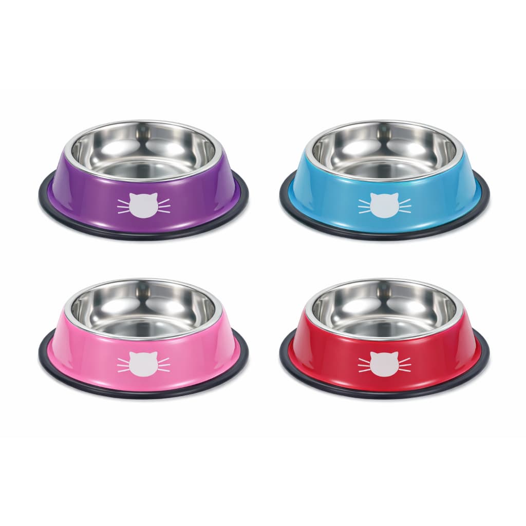 Comedouro Bebedouro Inox Base Antiderrapante Desenho Gatinhos tamanho 18cm-30cm