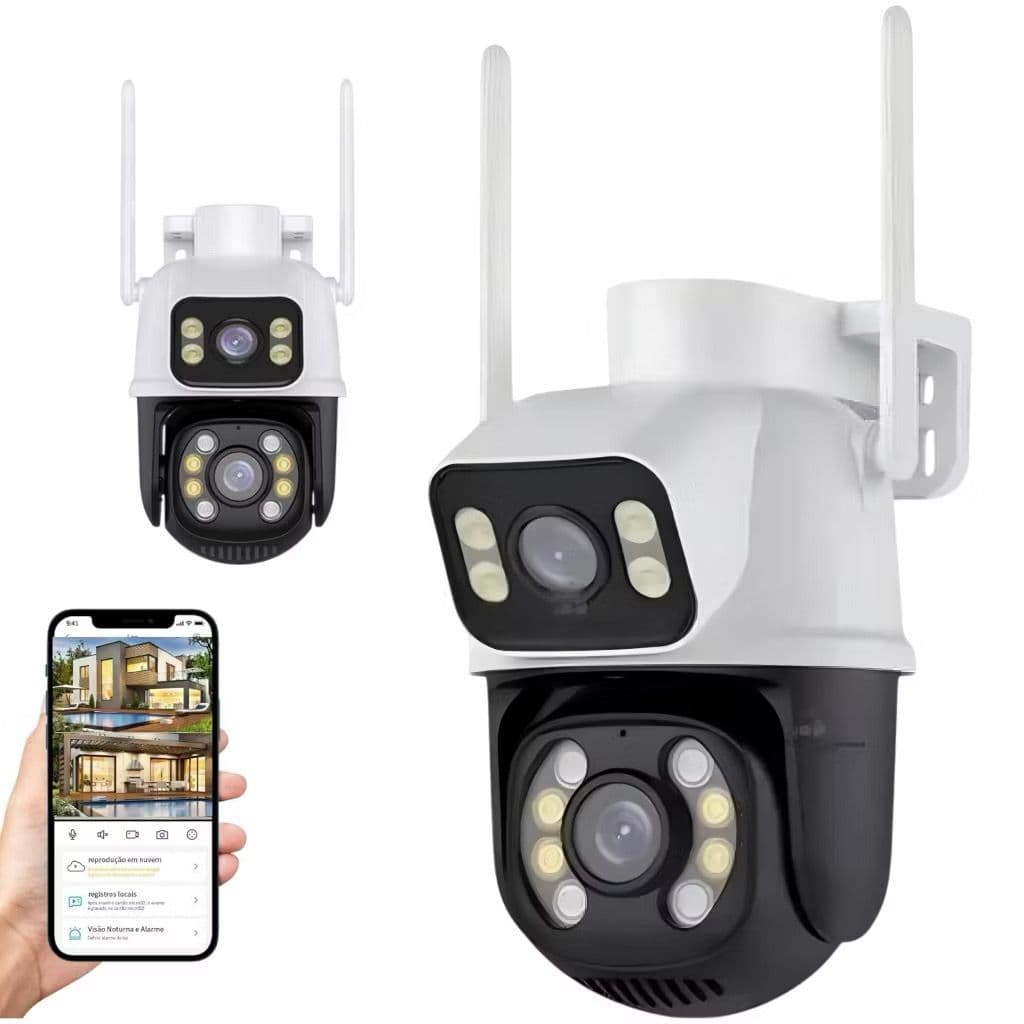 Câmera de Segurança A28B WiFi Dual 1080P 3MP Dupla WiFi para Alarme De Detecção De Segurança TECNO
