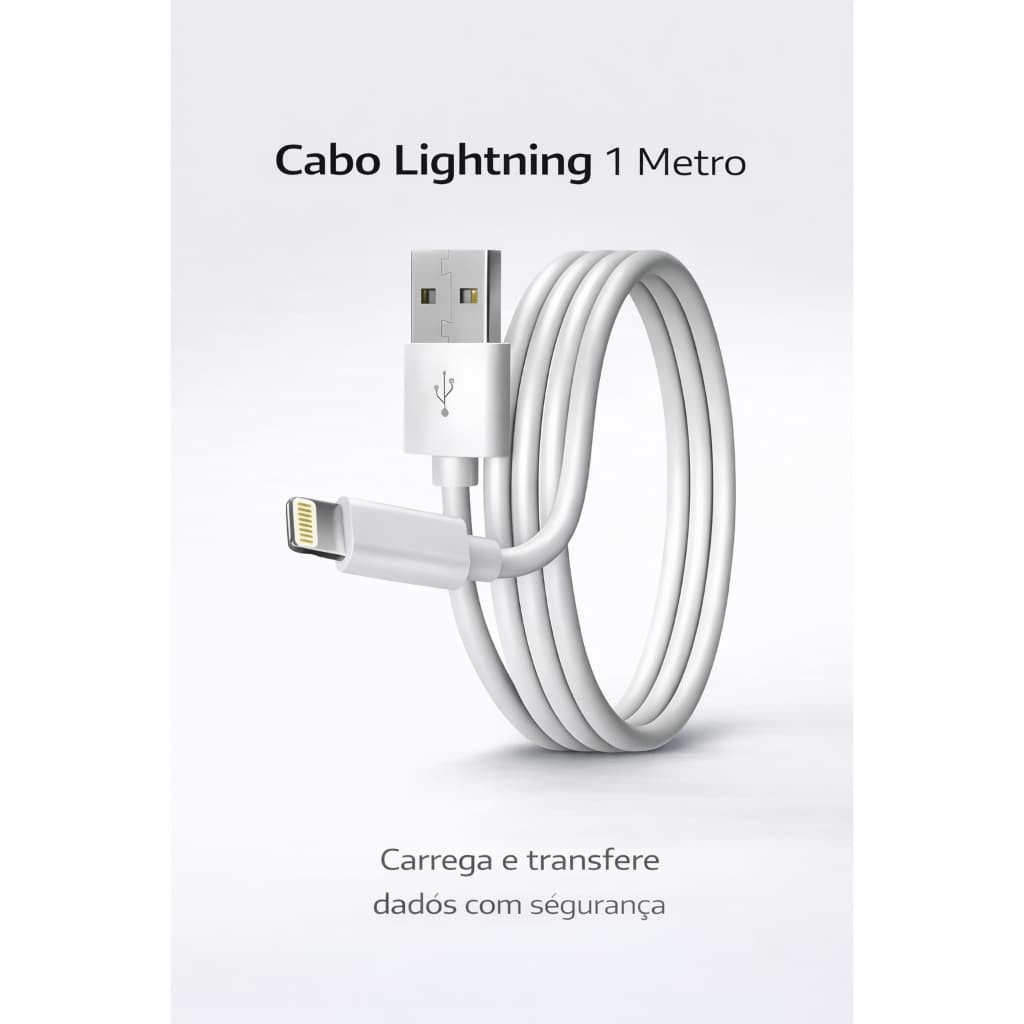 Cabo USB para Lightning 1 Metro – Carregamento e Transferência de Dados