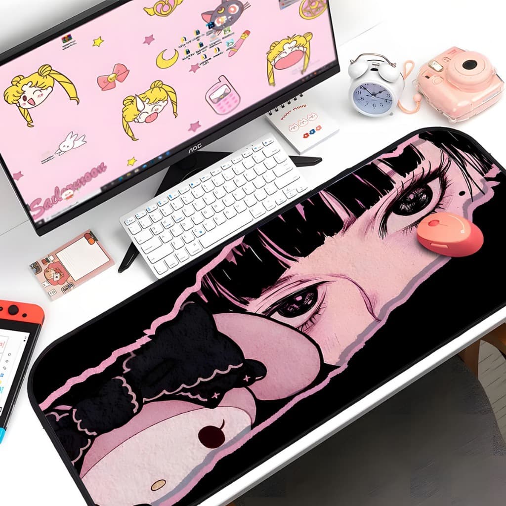 mouse pad gamer meninas gotica kawaii pc antiderrapante borda costurada varios tamanhos e estampas