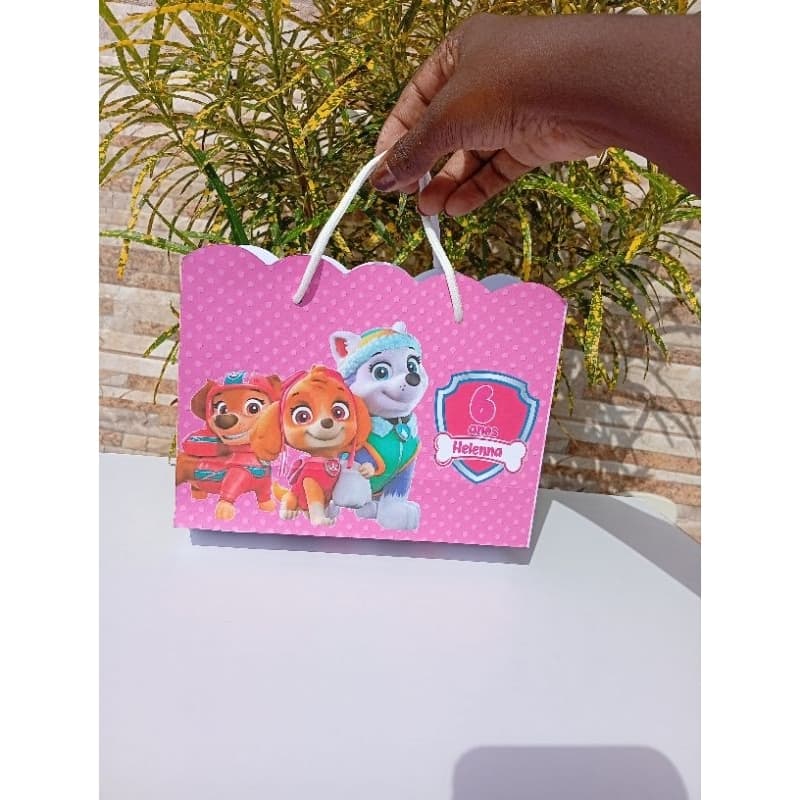 Sacolinha Personalizada Patrulha Canina Menina Montada Patrulha Canina Rosa