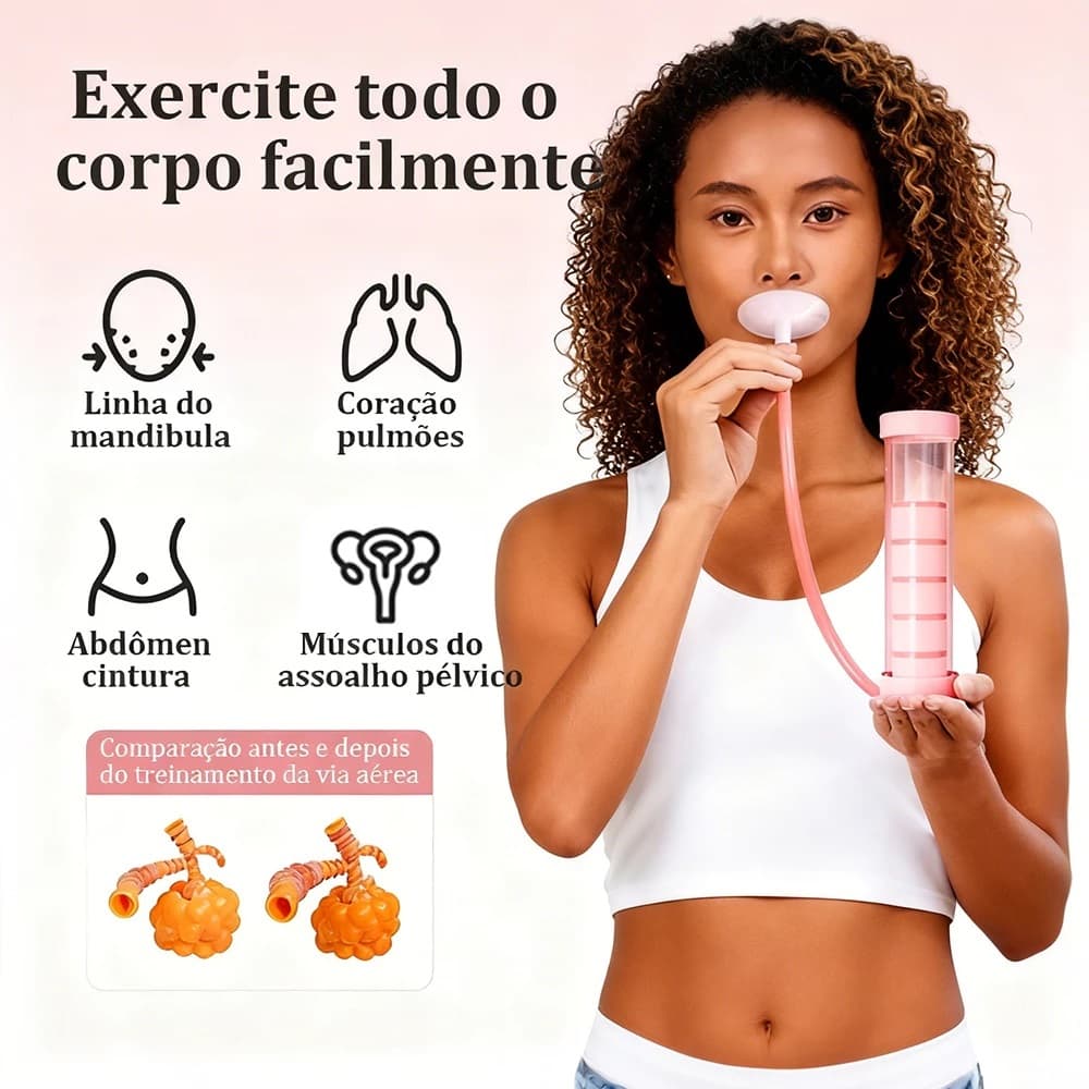 Treinador de Respiração com Peso Ajustável Exercício Facial Abdominal Musculação Pulmonar Portátil
