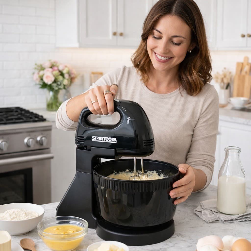 Batedeira Elétrica 127V com Balde  2L Preta Portátil Mixer Cozinha Prática Compacta Potente