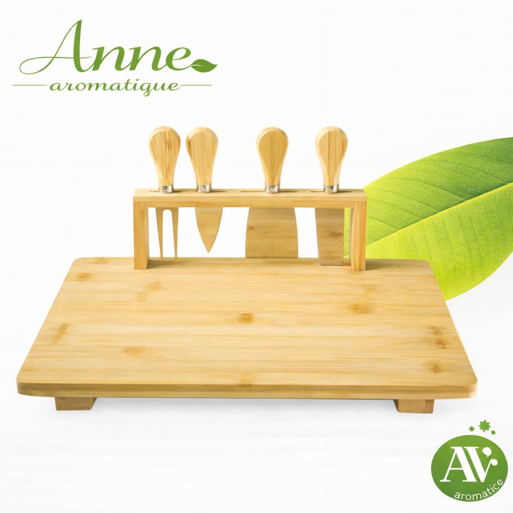 Conjunto Tábua De Servir Utensílios Bambu 5pçs Class Home Luxo Premium