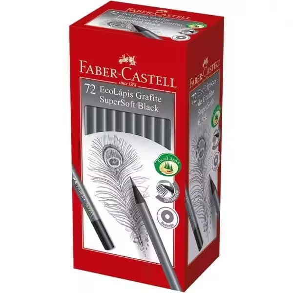 Kit Ecolápis Grafite SuperSoft Black Faber-Castell Lápis de Escrever Supermacio Redondo
