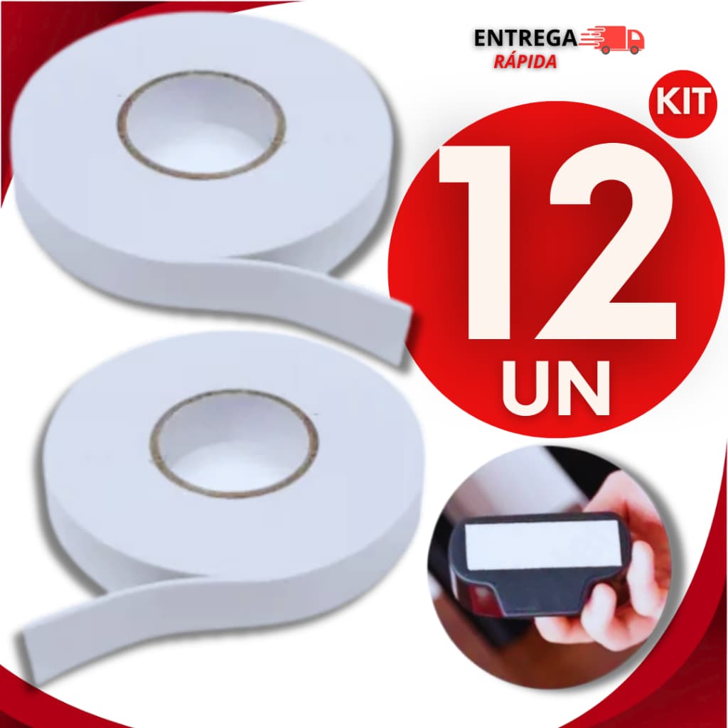 Kit 12 Fitas Adesivas Espuma Dupla Face Resistente Branca Extra Forte Fixação Ferro Parede