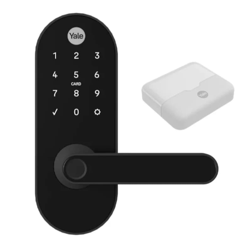 Fechadura Digital Yale YMC Preto Fosco 420W Combo Com App Biometria Senha Cartão WiFi