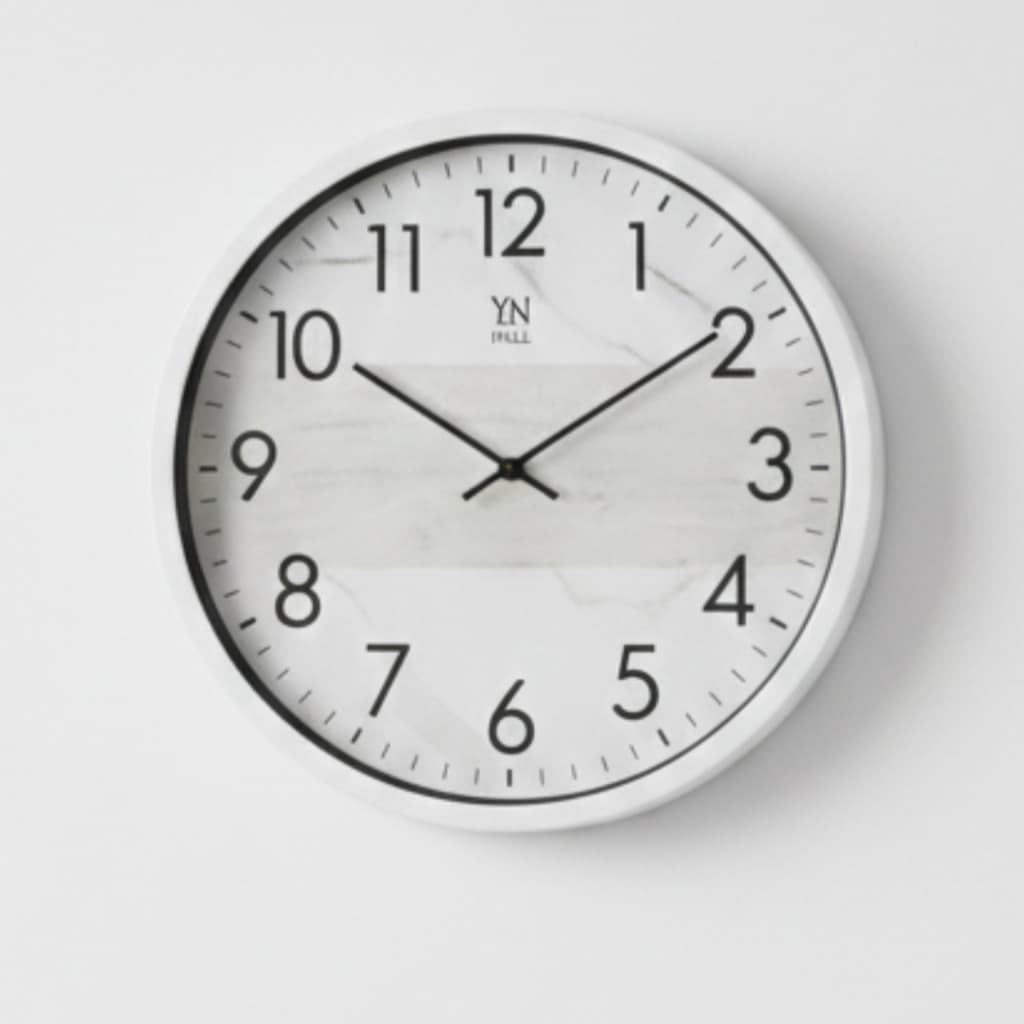 Relógio de Parede 30cm Marmorizado Claro Luxo Moderno Silencioso Decorativo Sala Quarto