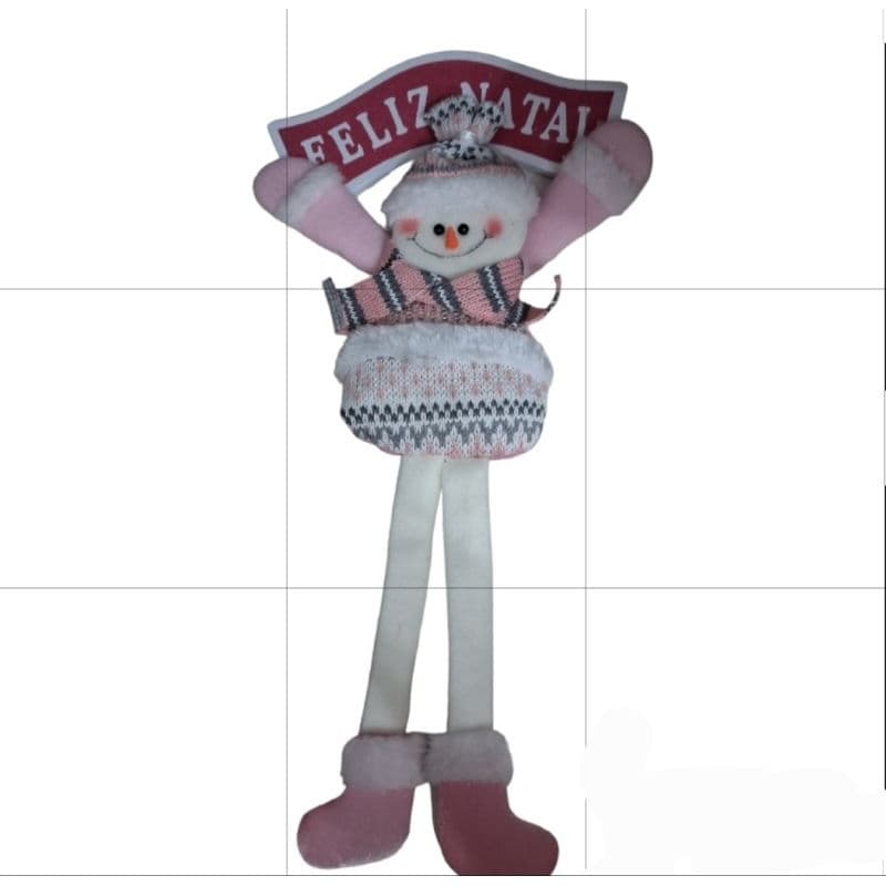Boneco Guirlanda Papai Noel Feliz Natal Rosa Enfeite Decorativo Para porta