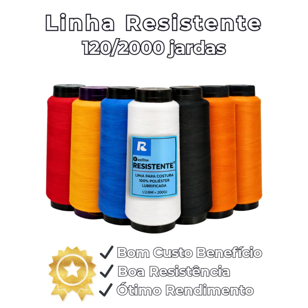 Linha de Costura Resistente 120 2000j – Poliéster para Máquina Reta e Costura Geral