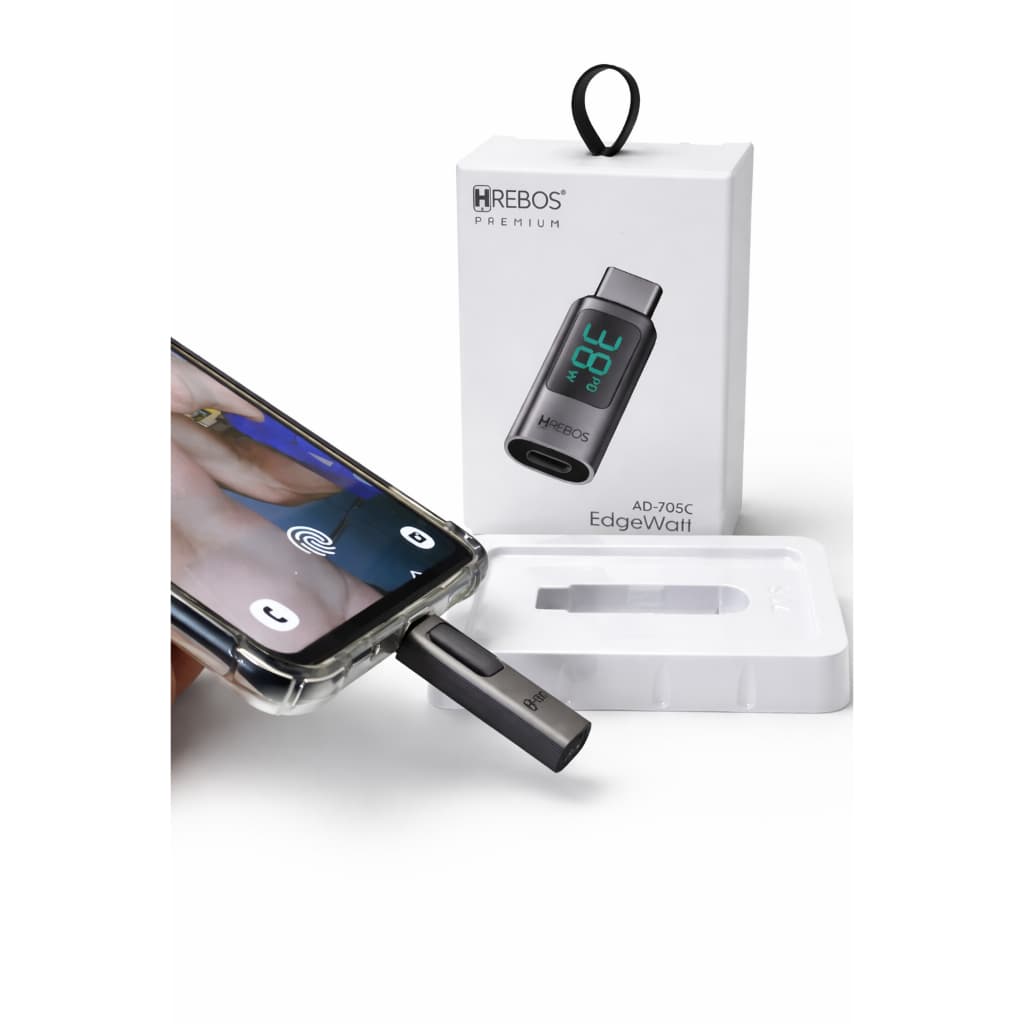 Adaptador USB-C OTG Medidor Digital Voltagem Amperagem EdgeWatt Hrebos AD-705C