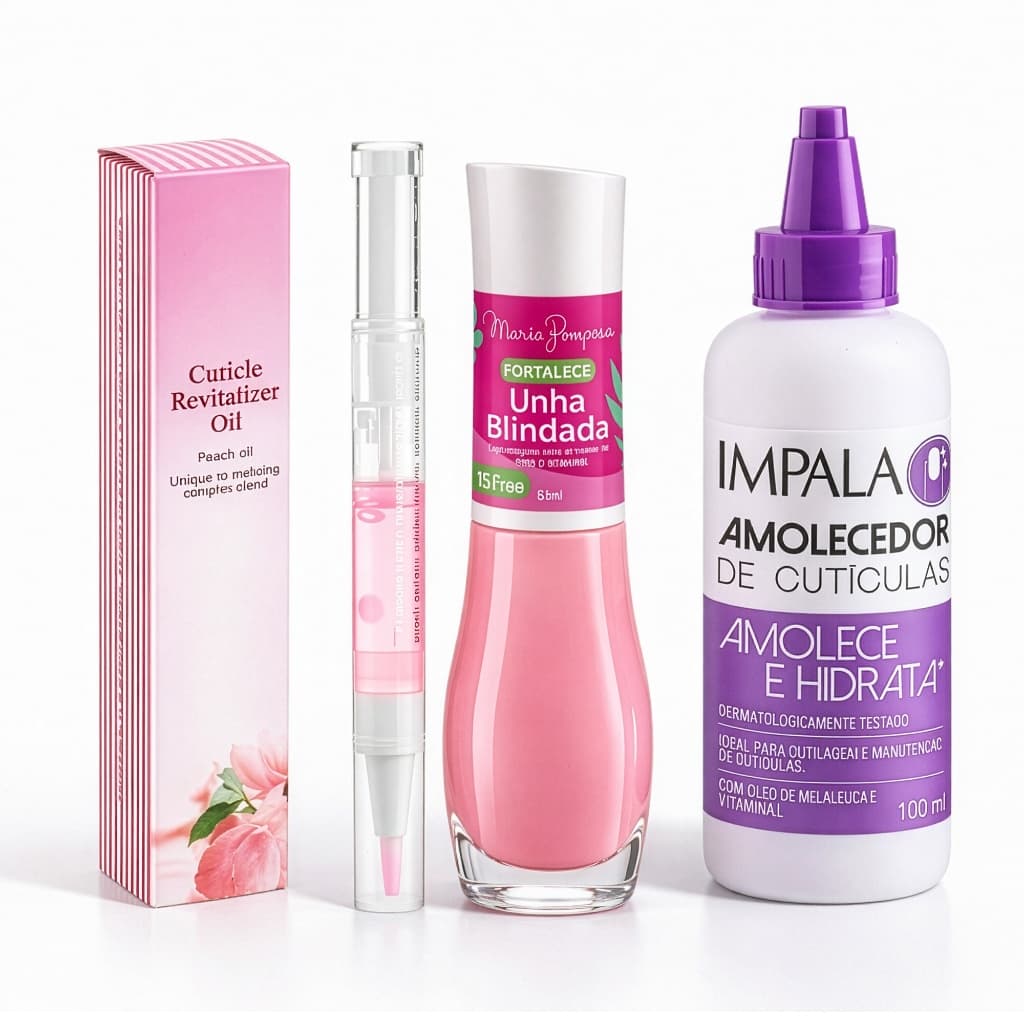 Kit Base Unha Blindada Fortalecimento Amolecedor Cutículas Óleo Revitalizante Manicure